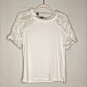 Kobi Halperin Betsy Ruffle Trim Top White Size XS NWT Boho Romantic